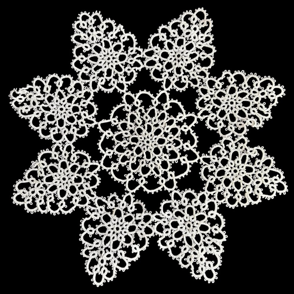 Set of 6 Matching Hand Made Tatted Doilies